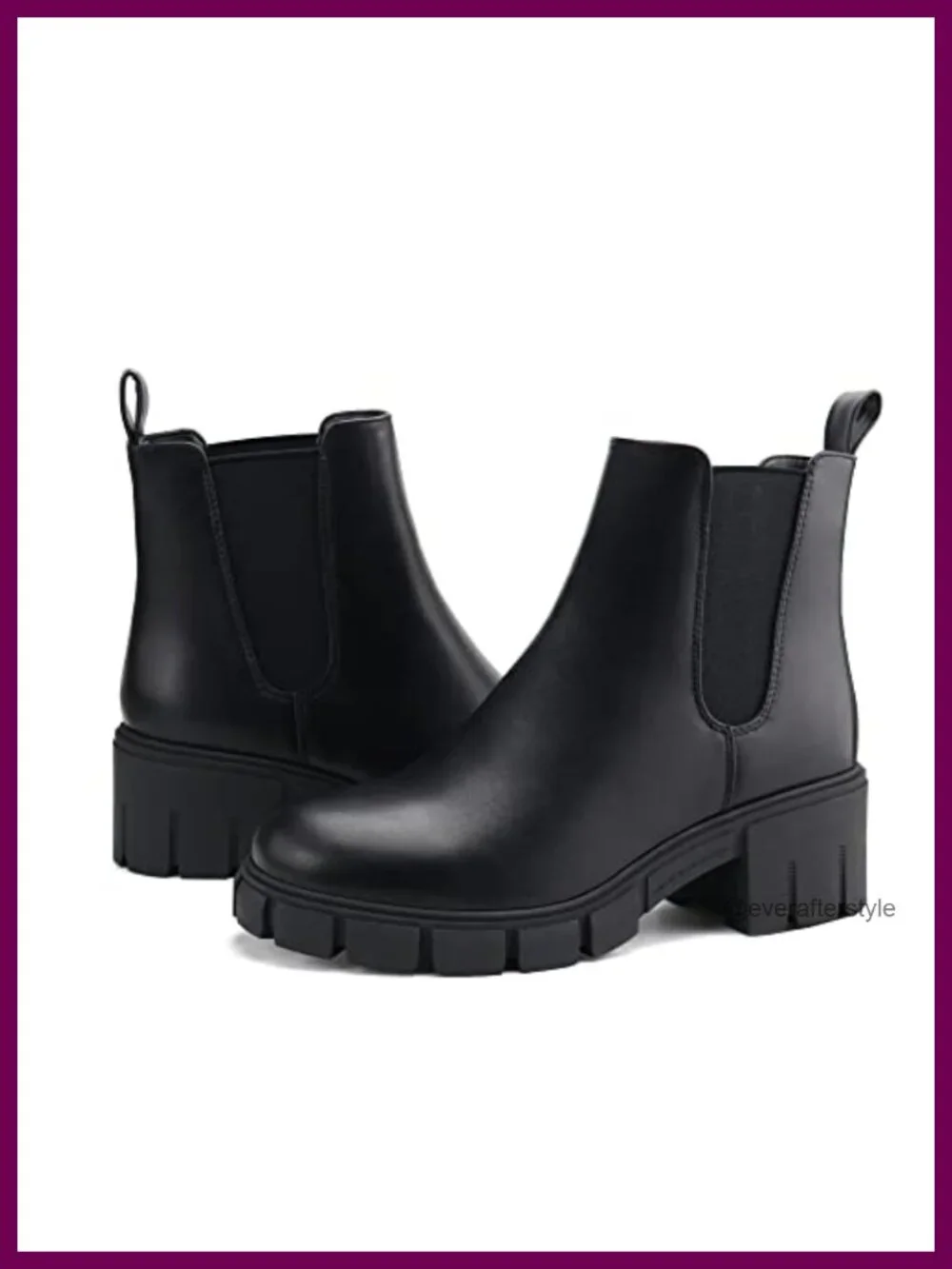 Women Chelsea Ankle Boots Platform Block Heel Slip On Booties Faux Leather Suede